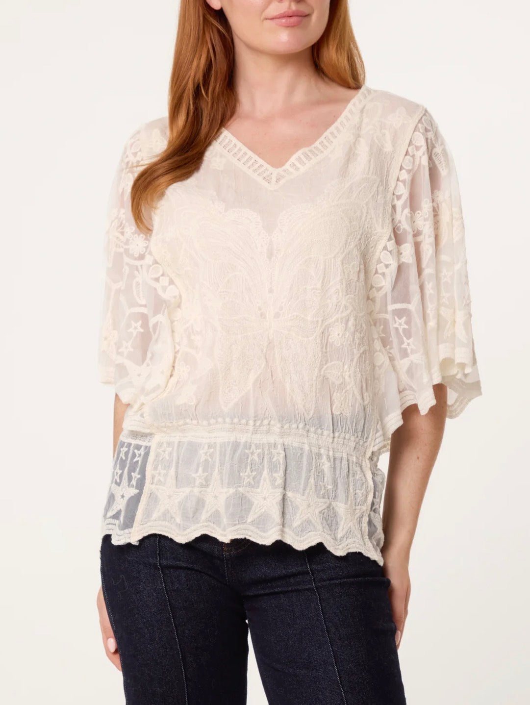 Cora - LACE BUTTERFLY & STAR BLOUSE