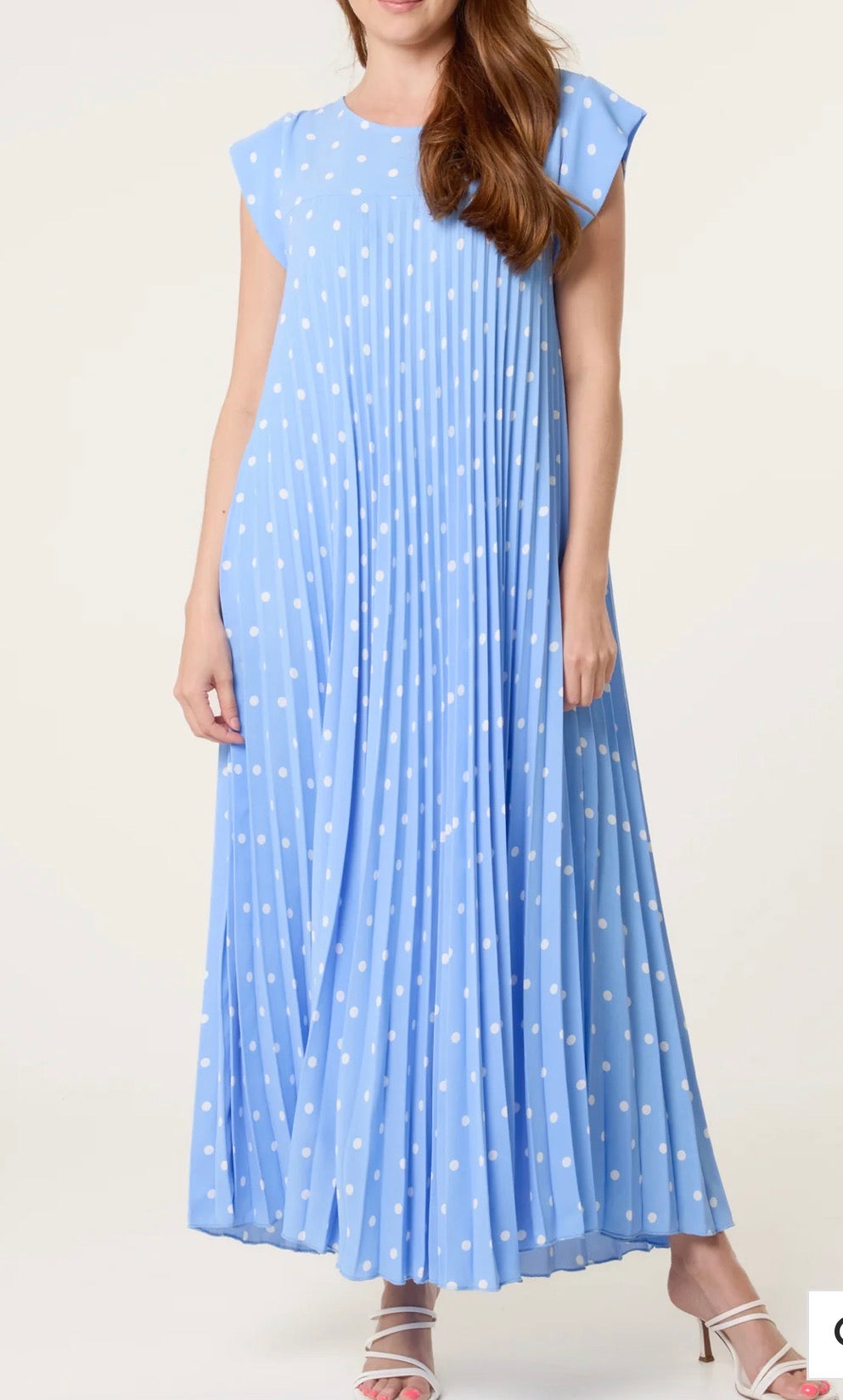 Isla - POLKA DOT CAP SLEEVE PLEATED DRESS