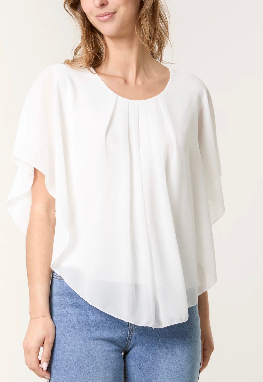 Etta -CHIFFON CAPE BLOUSE