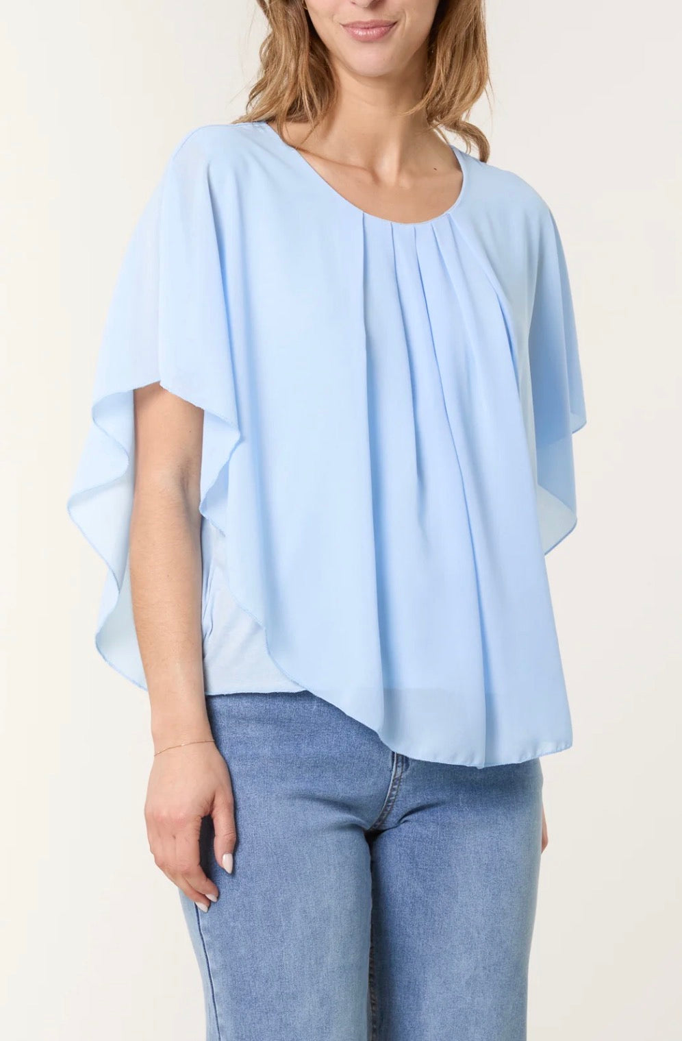 Etta -CHIFFON CAPE BLOUSE