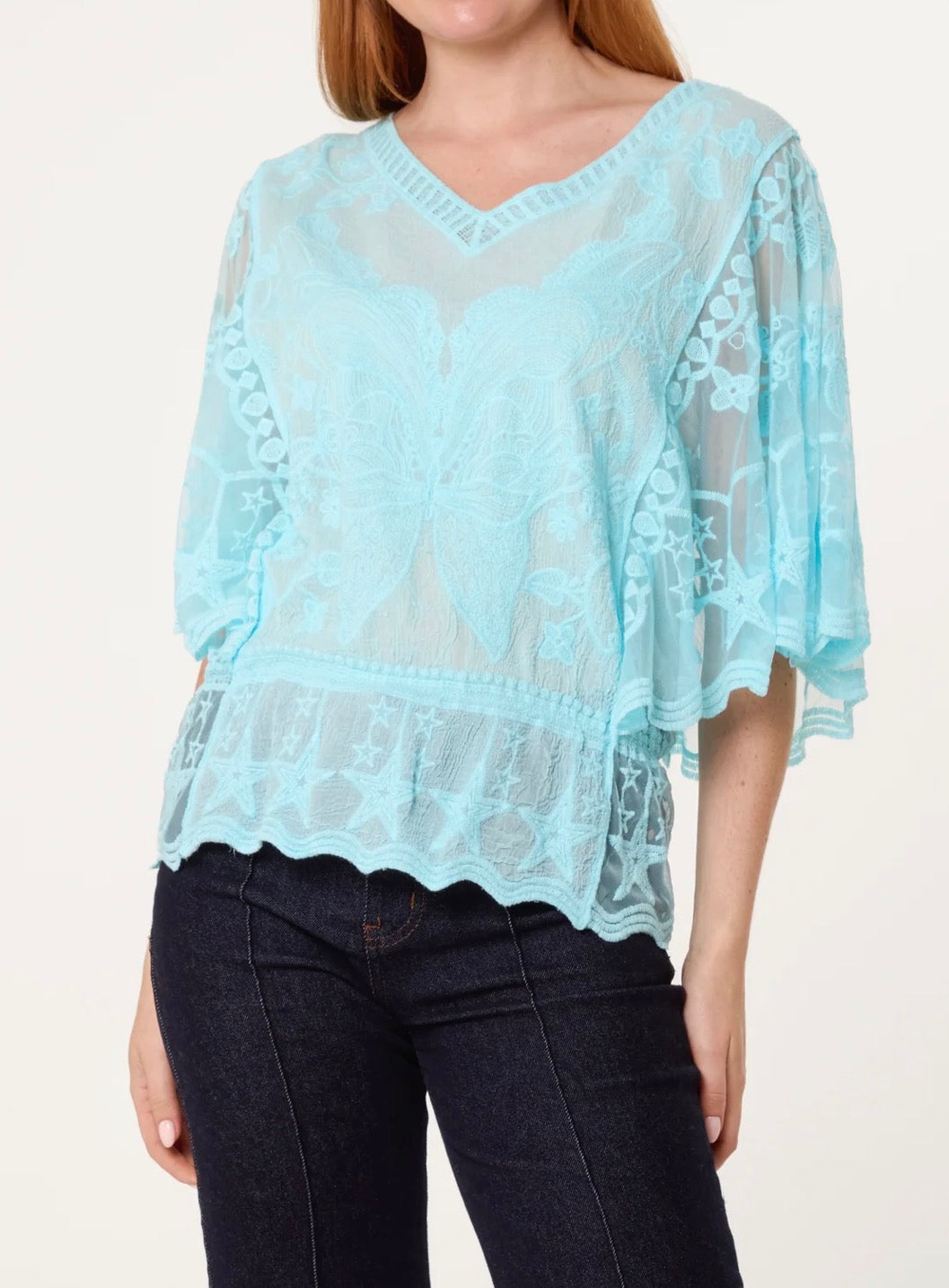 Cora - LACE BUTTERFLY & STAR BLOUSE